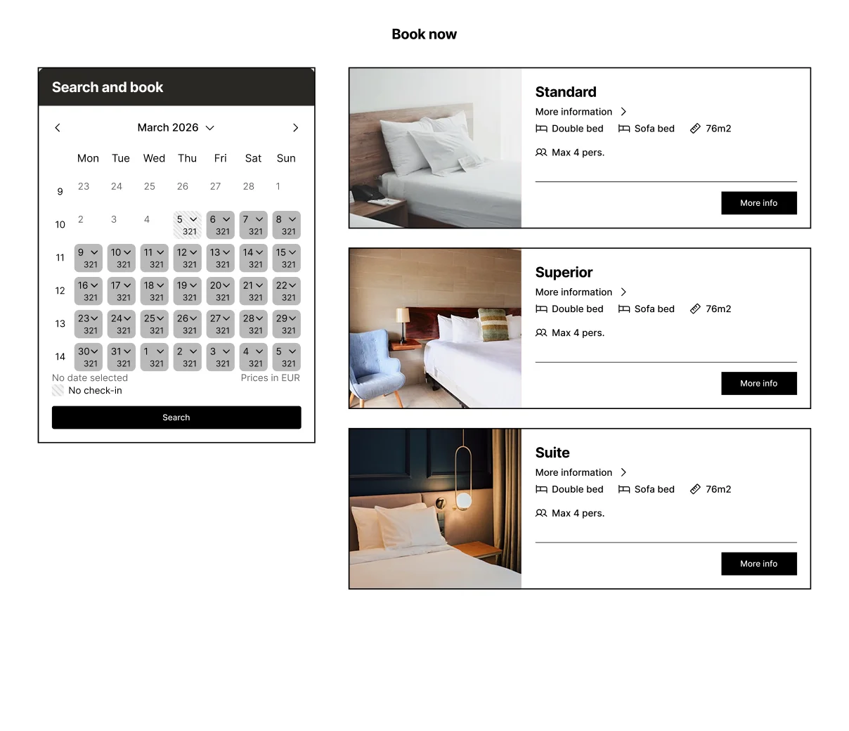 Generic, unbranded booking widget