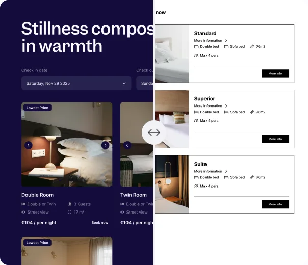 Booking engine UI matched to a hotel brand