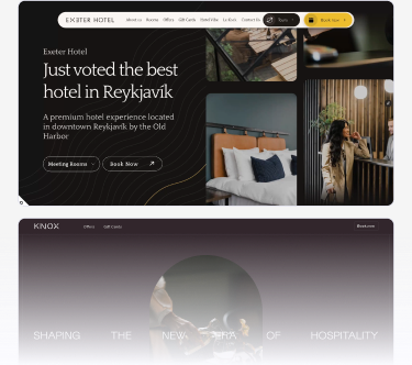 Collage of bespoke hotel websites designed and built by Hitels